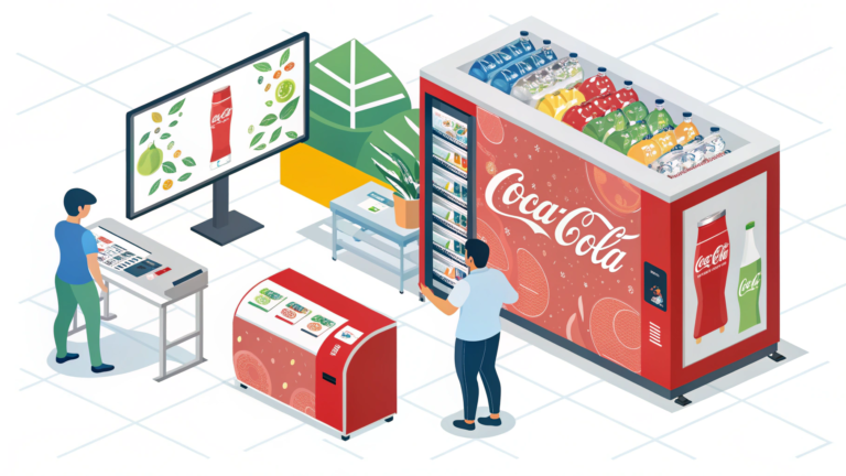 Create an image that captures the creative and personalized aspect of digital printing for FMCG packaging, inspired by global brands like Coca-Cola, Unilever, and Heineken. The scene should feature a modern digital press actively printing personalized labels and packaging designs in real time. Include a creative team brainstorming in a high-tech environment, with digital screens showcasing vibrant and customizable packaging options. Emphasize the speed, flexibility, and reduced waste benefits of digital printing, illustrating how companies can produce exactly what they need without excess inventory. The overall visual should be energetic, innovative, and clearly depict a shift from traditional, wasteful methods to modern, agile production techniques. All words on the image must be in English.